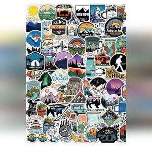 100pcs Camping Stickers for Water Bottles Cars Trucks Backpack Bike Motorcycle